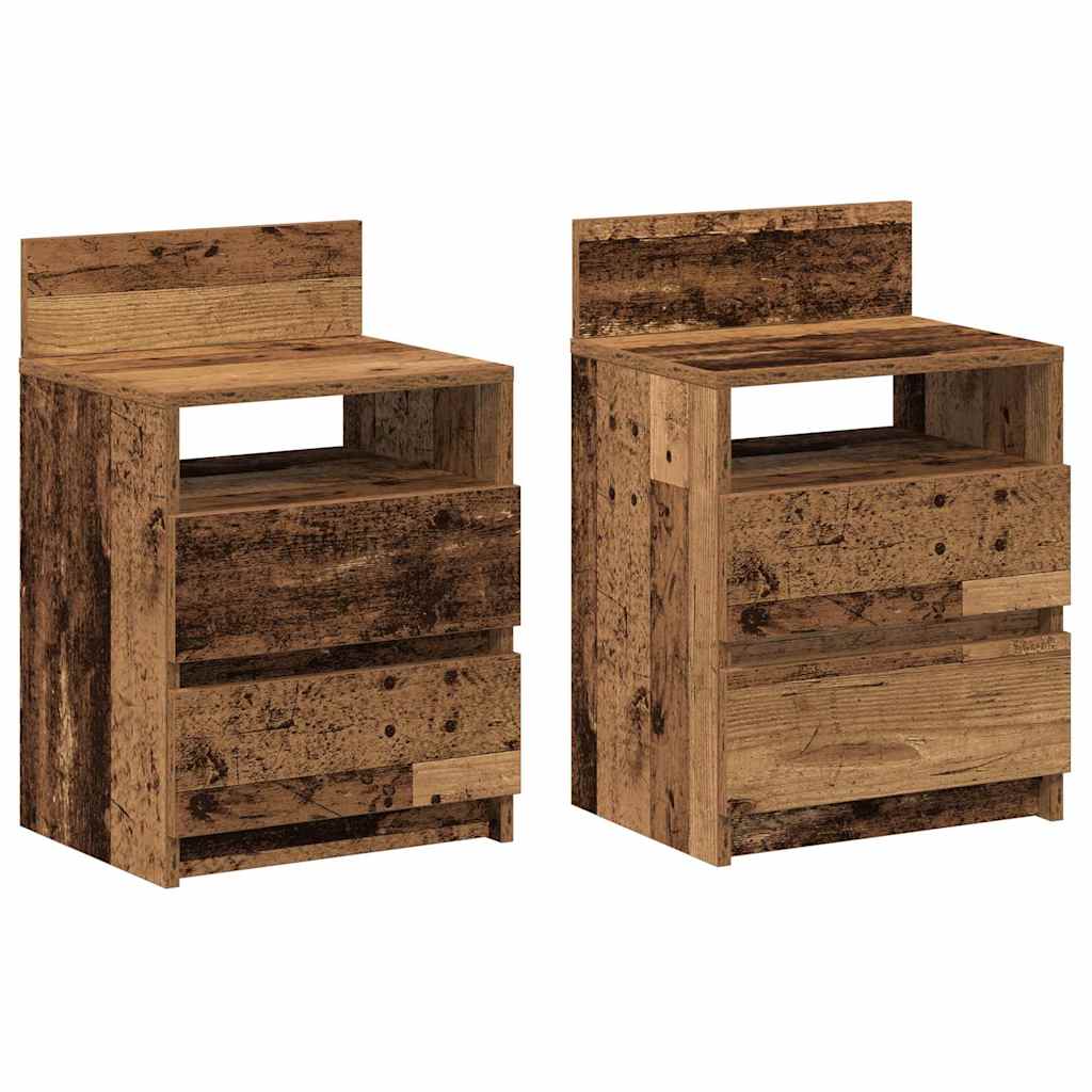 Nachtkastjes 2 st met 2 lades 40x33x60 cm oud houtkleurig