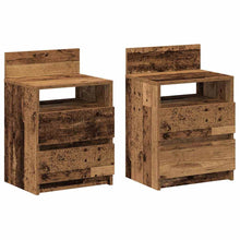 Nachtkastjes 2 st met 2 lades 40x33x60 cm oud houtkleurig
