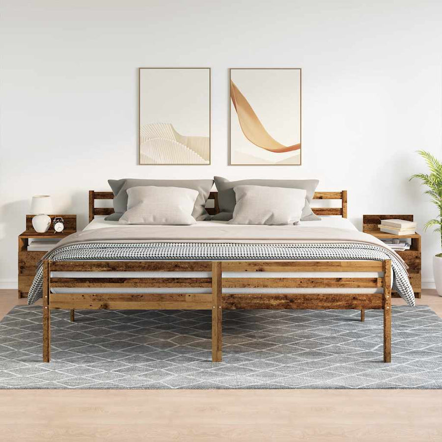Nachtkastjes 2 st met 2 lades 40x33x60 cm oud houtkleurig