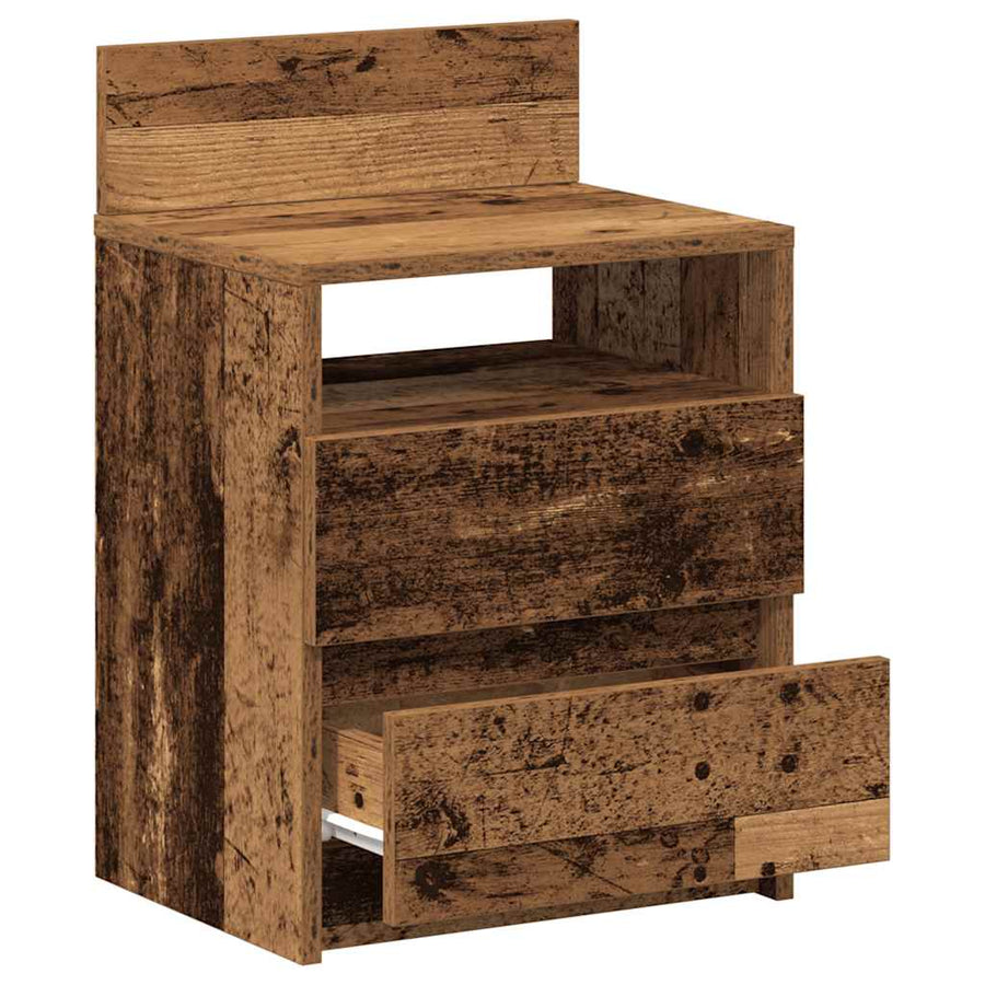 Nachtkastjes 2 st met 2 lades 40x33x60 cm oud houtkleurig