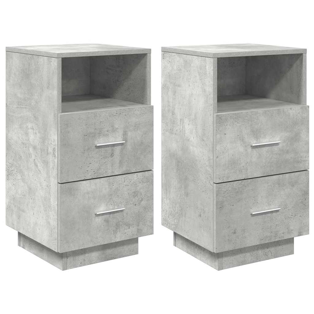 Nachtkastjes 2 st met 2 lades 36x36x68 cm betongrijs