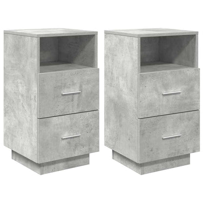 Nachtkastjes 2 st met 2 lades 36x36x68 cm betongrijs