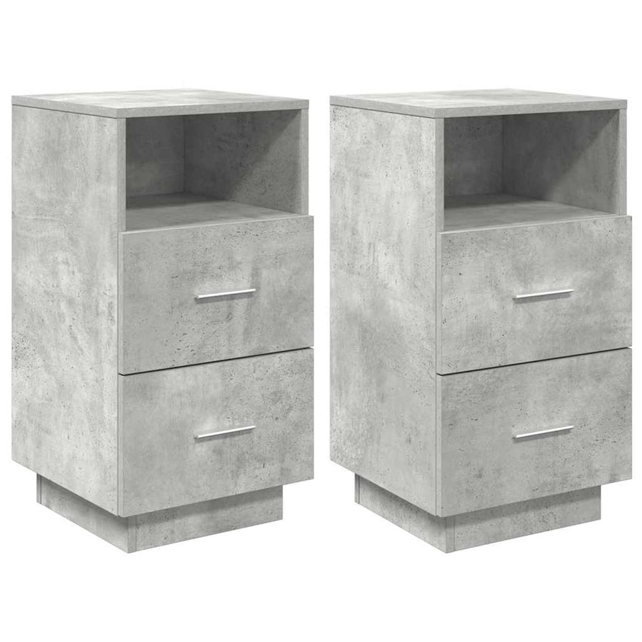 Nachtkastjes 2 st met 2 lades 36x36x68 cm betongrijs