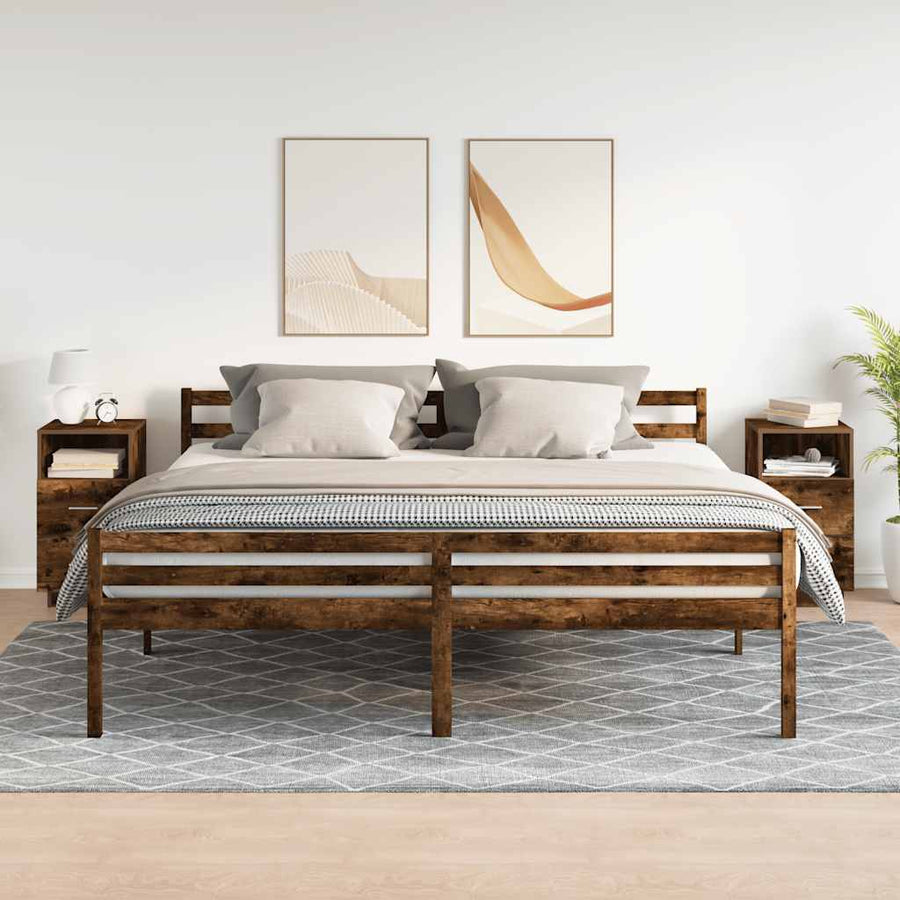 Nachtkastjes 2 st met 2 lades 36x36x68 cm gerookt eikenkleurig