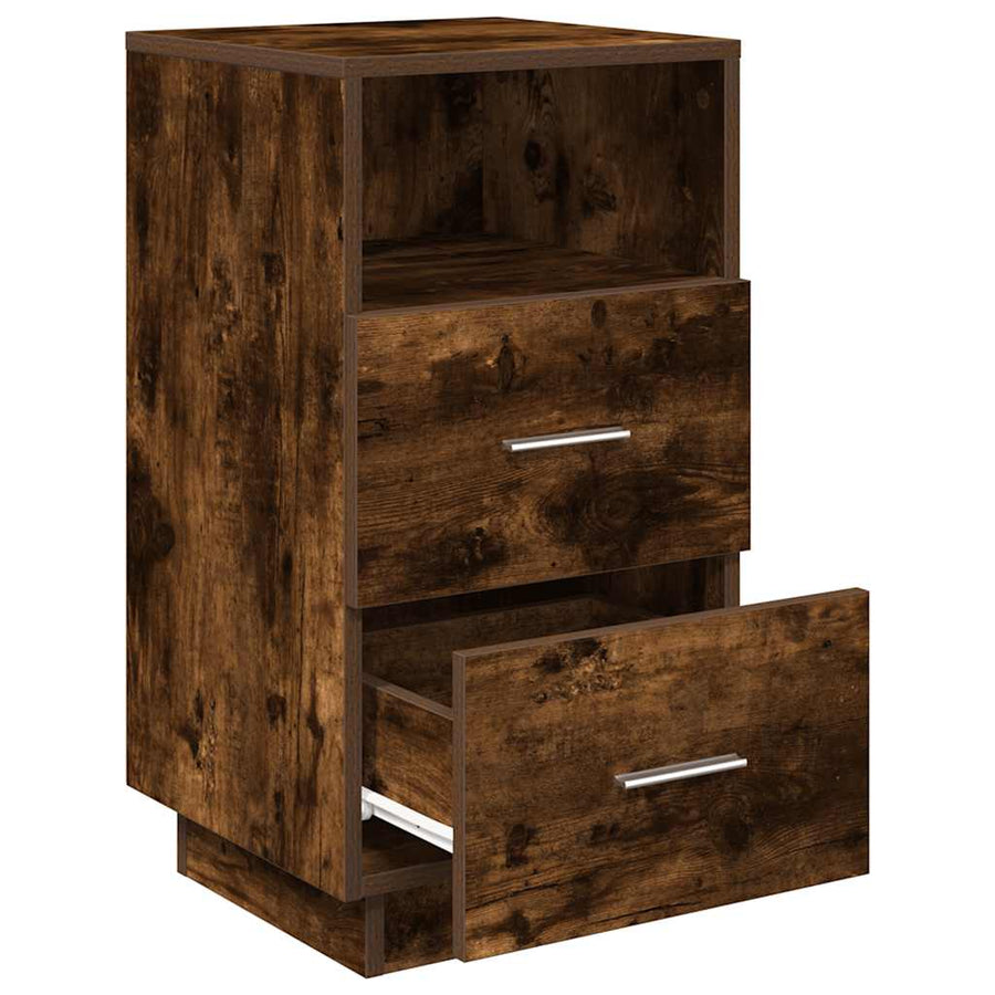 Nachtkastjes 2 st met 2 lades 36x36x68 cm gerookt eikenkleurig