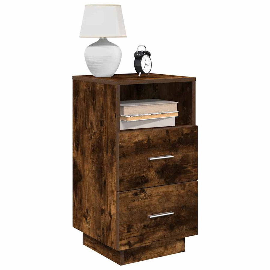 Nachtkastjes 2 st met 2 lades 36x36x68 cm gerookt eikenkleurig
