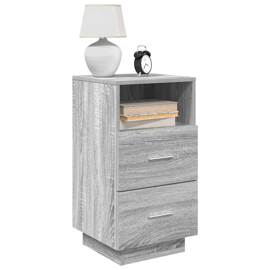 Nachtkastje met 2 lades 36x36x68 cm grijs sonoma eikenkleurig