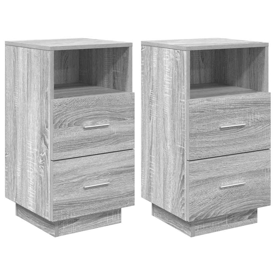 Nachtkastjes 2 st met 2 lades 36x36x68 cm grijs sonoma eiken