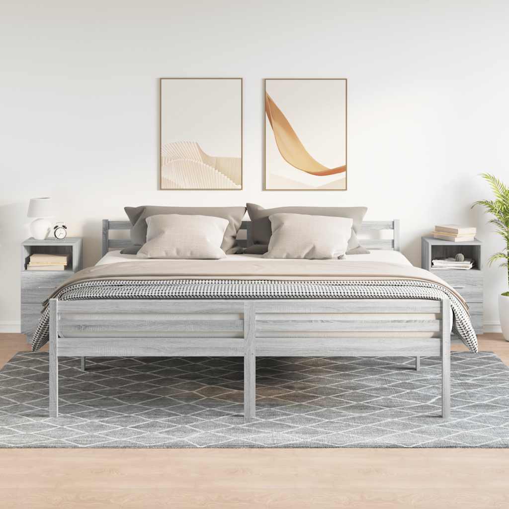 Nachtkastjes 2 st met 2 lades 36x36x68 cm grijs sonoma eiken