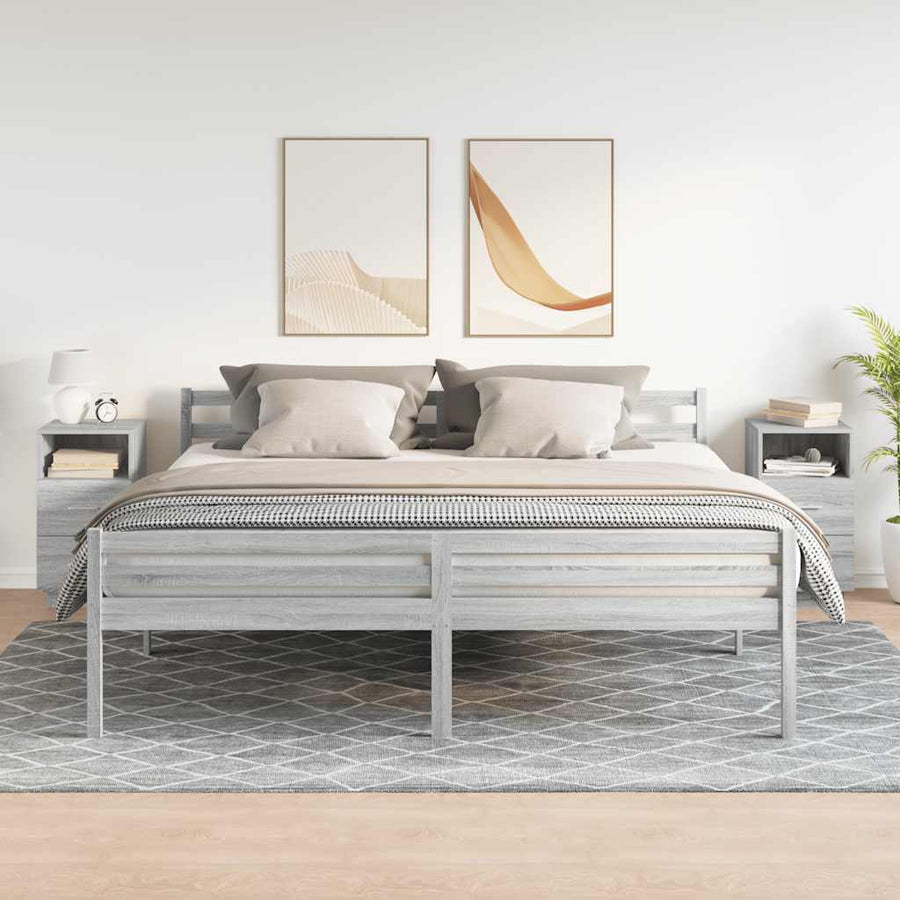 Nachtkastjes 2 st met 2 lades 36x36x68 cm grijs sonoma eiken