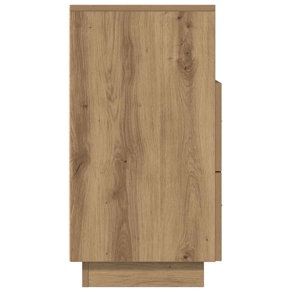 Nachtkastje met 2 lades 36x36x68 cm artisanaal eikenkleurig