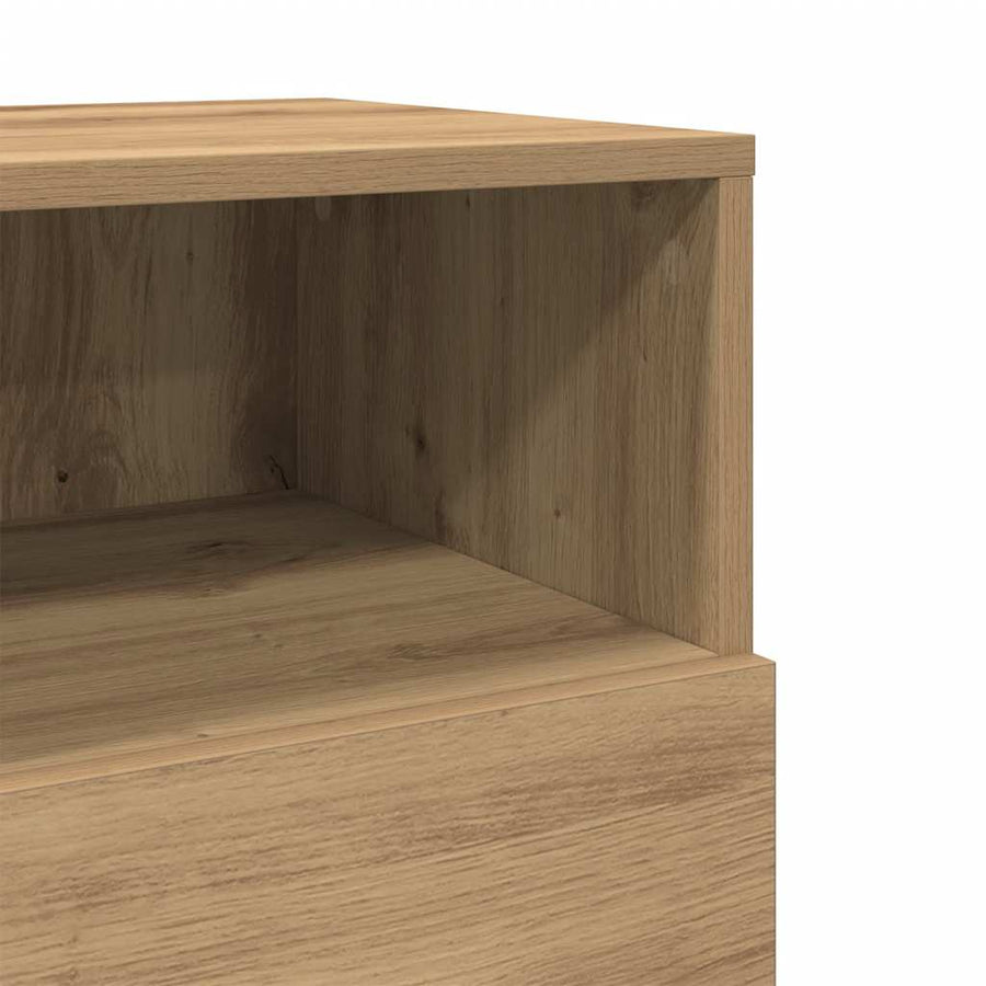 Nachtkastje met 2 lades 36x36x68 cm artisanaal eikenkleurig