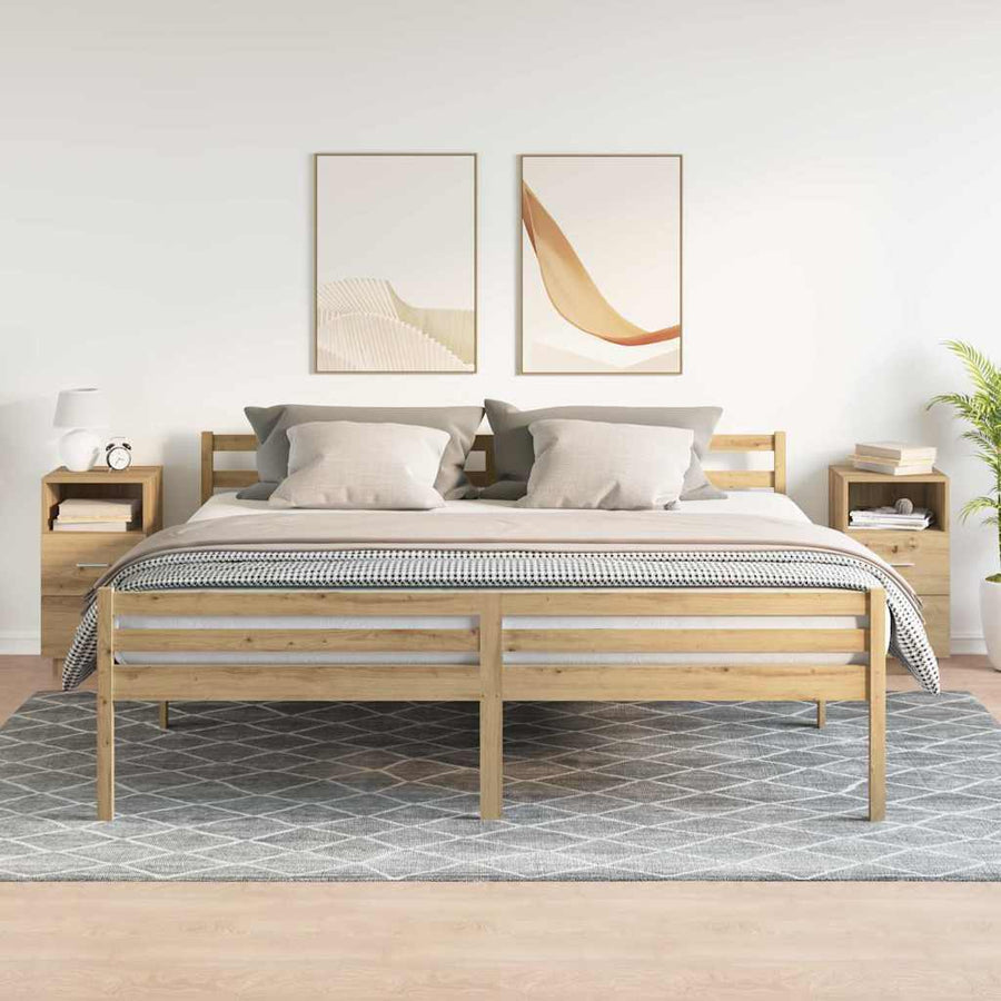 Nachtkastjes 2 st met 2 lades 36x36x68 cm artisanaal eiken