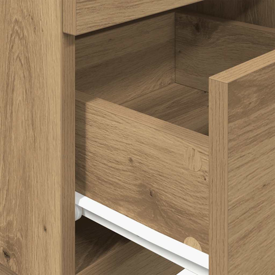 Nachtkastjes 2 st met 2 lades 36x36x68 cm artisanaal eiken