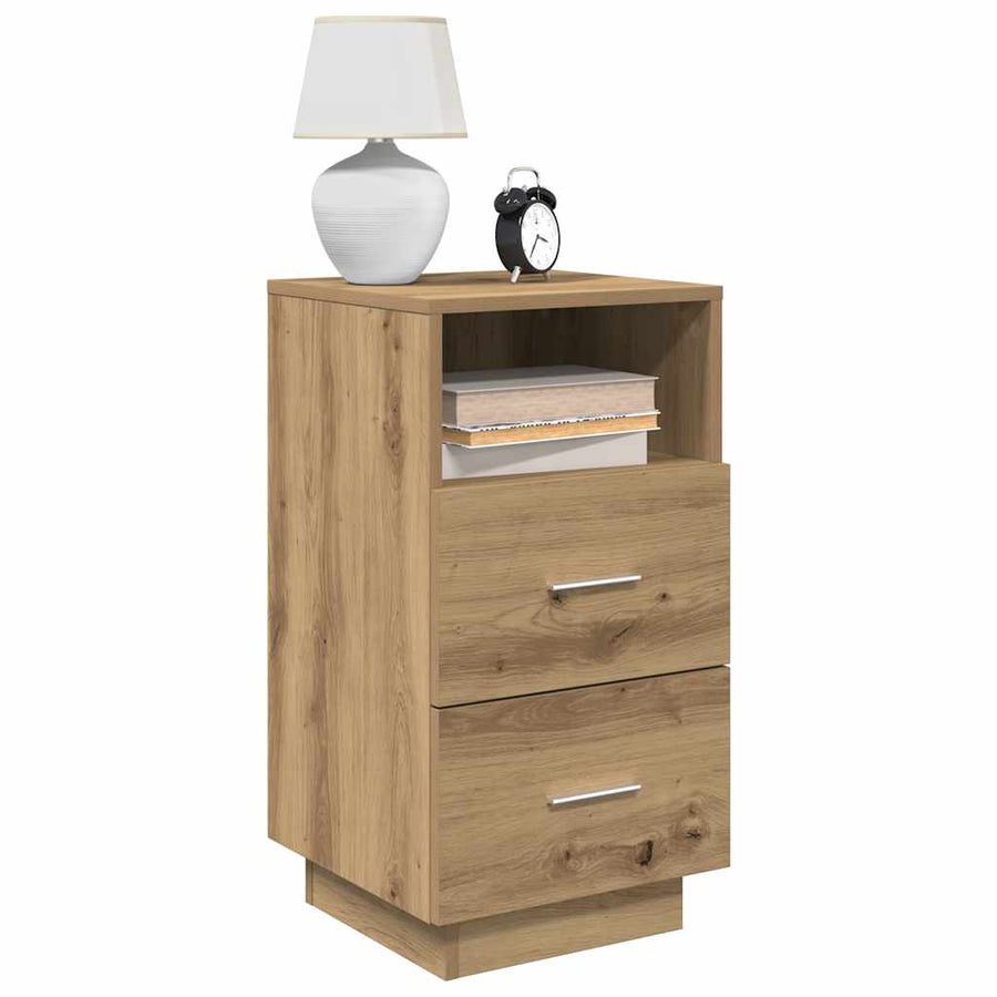 Nachtkastjes 2 st met 2 lades 36x36x68 cm artisanaal eiken