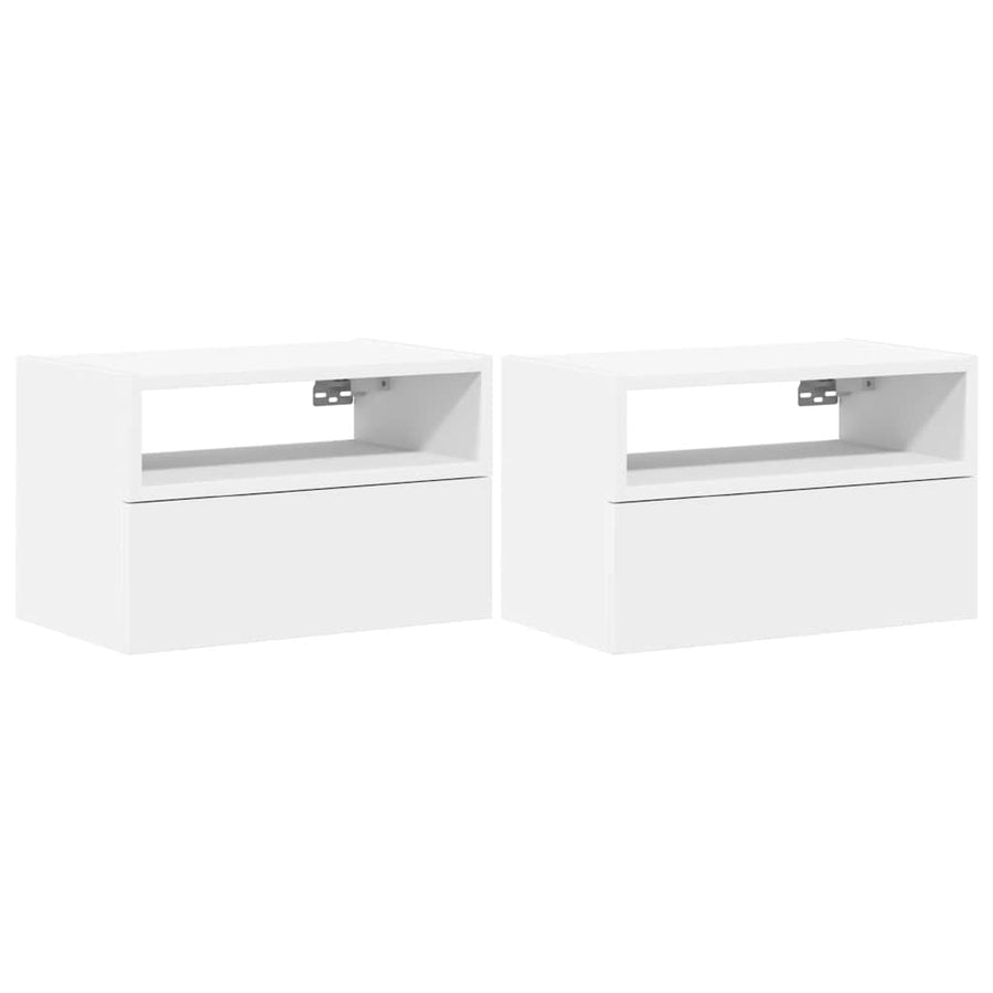 Nachtkastjes 2 st wandgemonteerd 45x26x28,5 cm wit