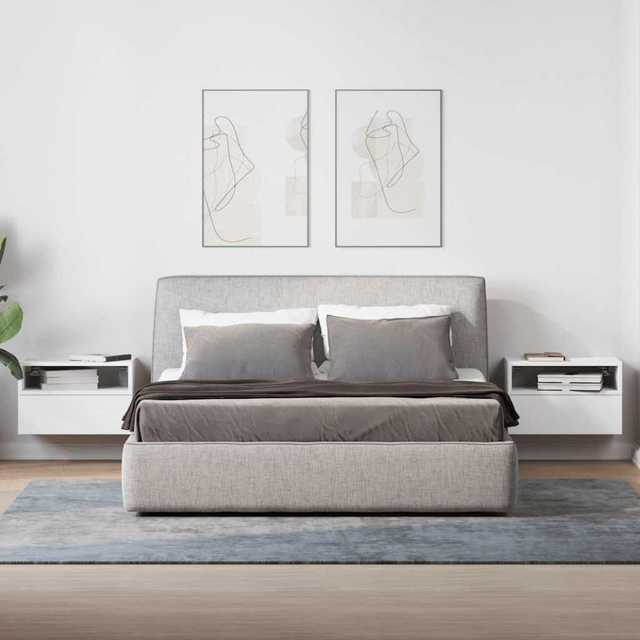 Nachtkastjes 2 st wandgemonteerd 45x26x28,5 cm wit