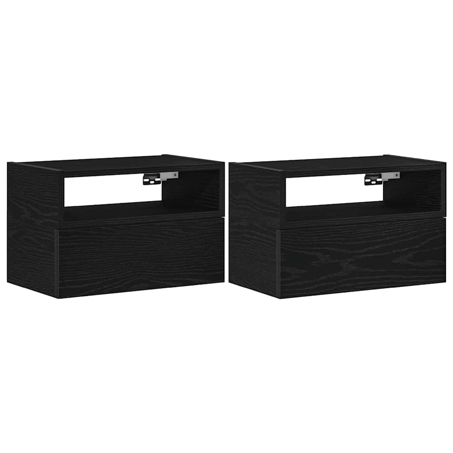 Nachtkastjes 2 st wandgemonteerd 45x26x28,5 cm zwart