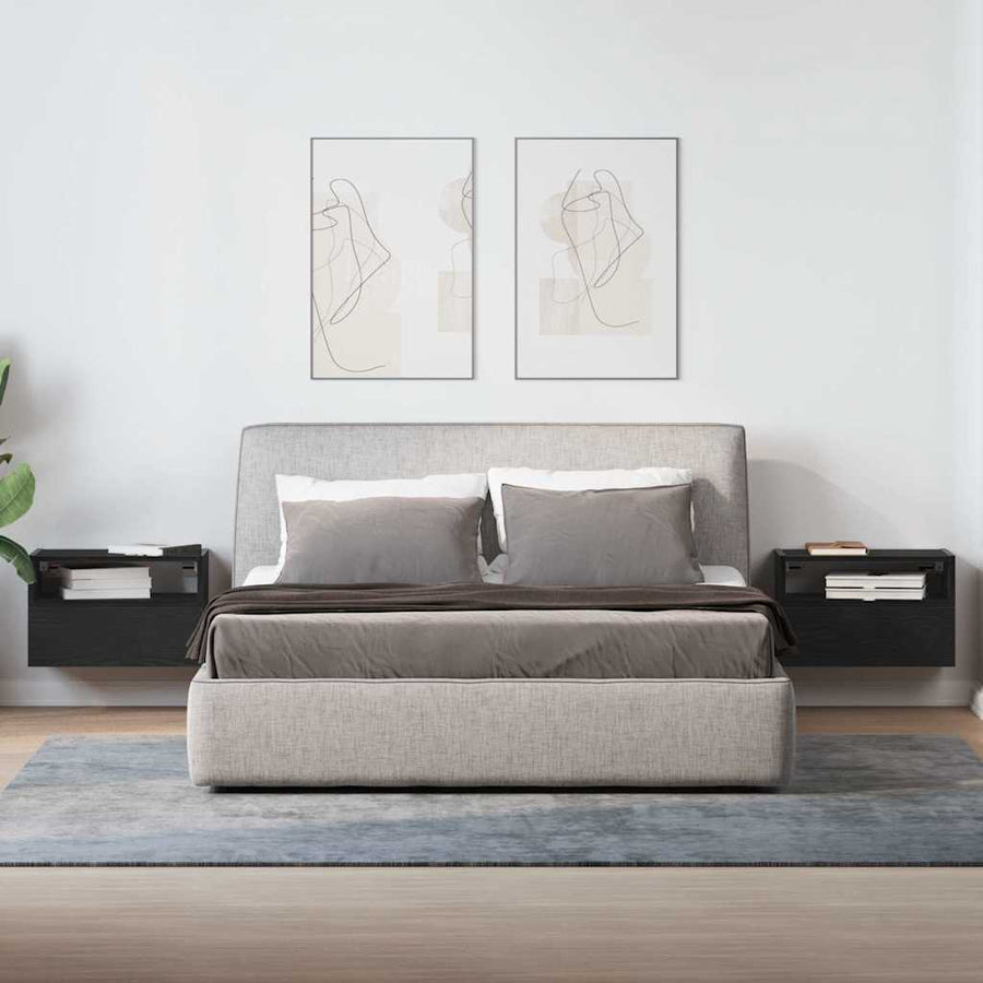 Nachtkastjes 2 st wandgemonteerd 45x26x28,5 cm zwart
