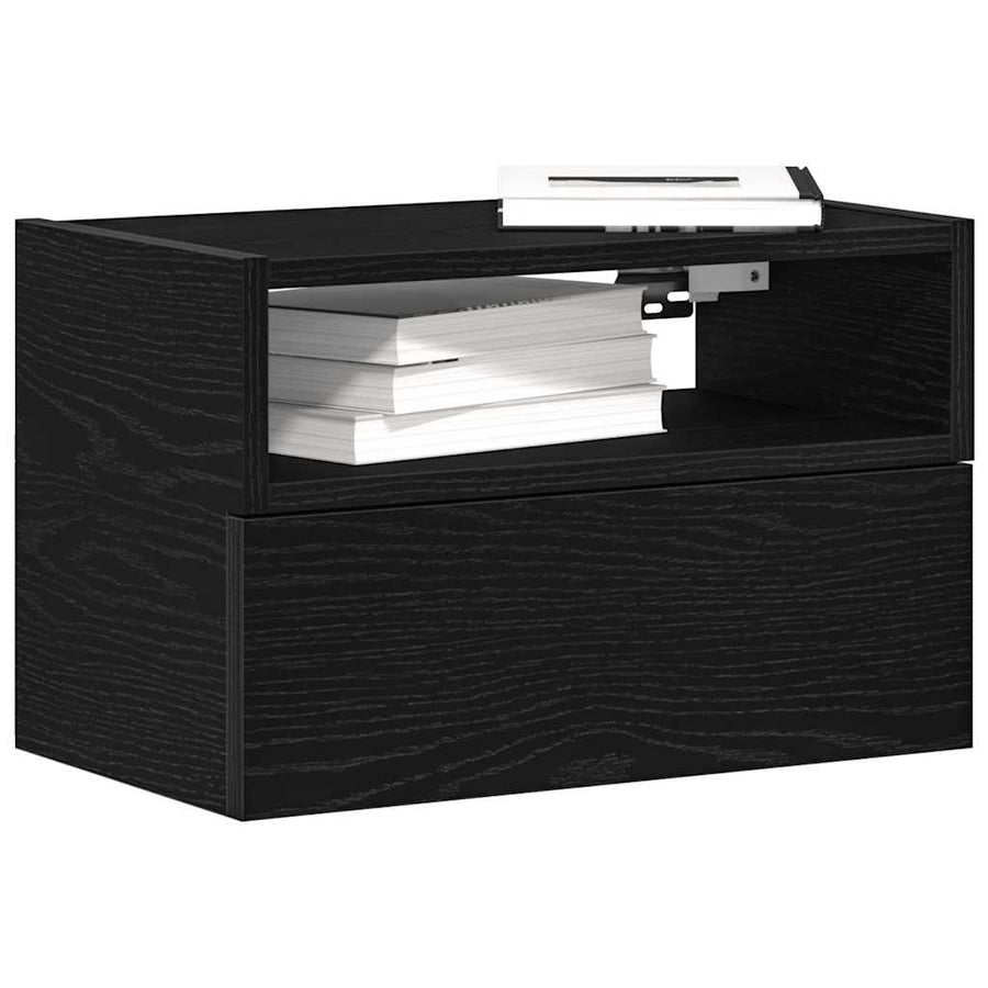 Nachtkastjes 2 st wandgemonteerd 45x26x28,5 cm zwart