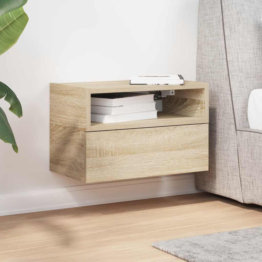 Nachtkastje wandgemonteerd 45x26x28,5 cm sonoma eikenkleurig