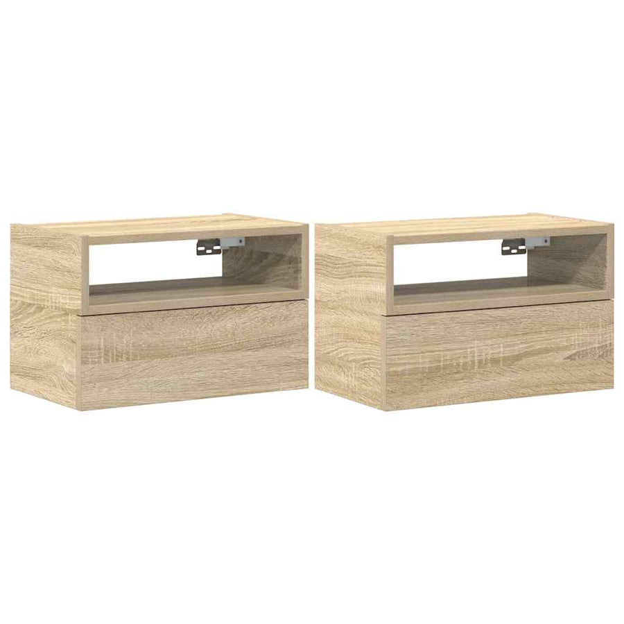 Nachtkastjes 2 st wandgemonteerd 45x26x28,5cm sonoma eikenkleur