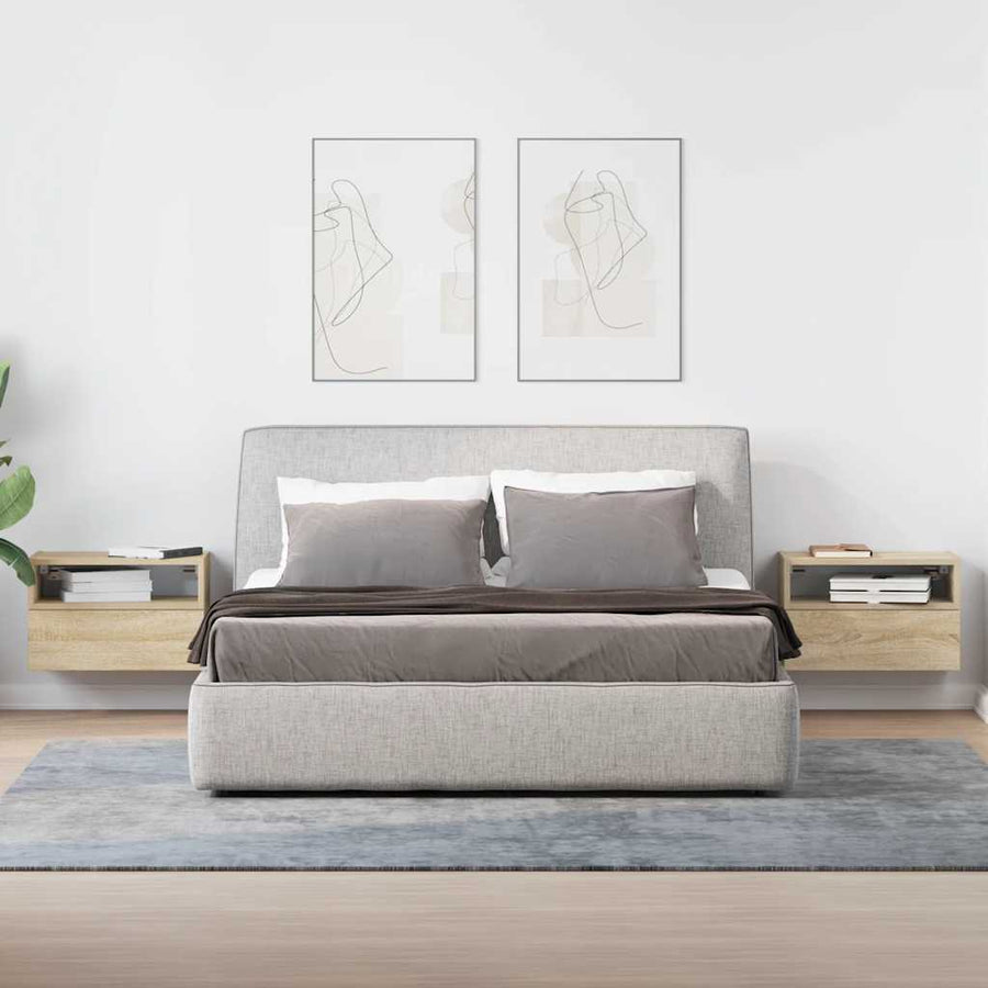 Nachtkastjes 2 st wandgemonteerd 45x26x28,5cm sonoma eikenkleur