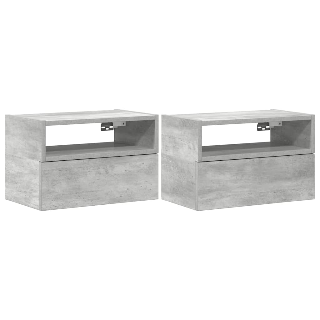 Nachtkastjes 2 st wandgemonteerd 45x26x28,5 cm betongrijs