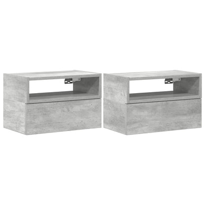 Nachtkastjes 2 st wandgemonteerd 45x26x28,5 cm betongrijs