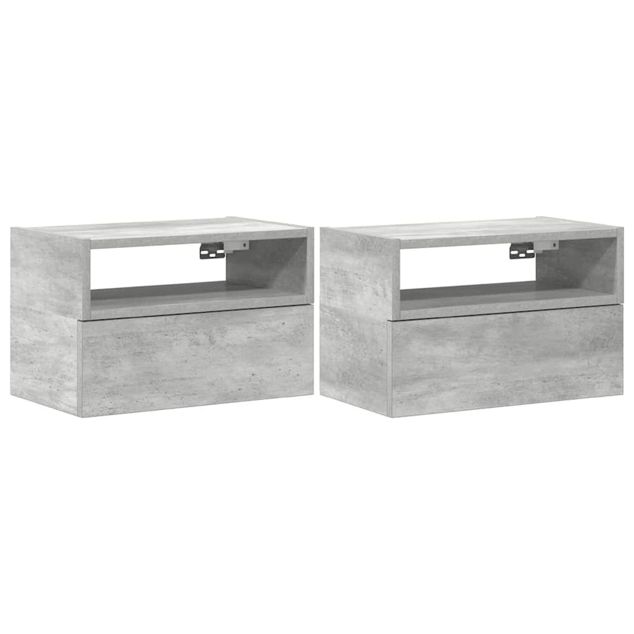 Nachtkastjes 2 st wandgemonteerd 45x26x28,5 cm betongrijs