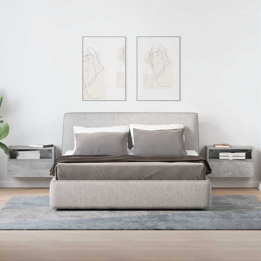 Nachtkastjes 2 st wandgemonteerd 45x26x28,5 cm betongrijs
