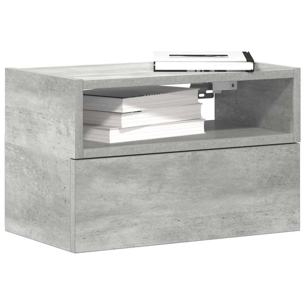 Nachtkastjes 2 st wandgemonteerd 45x26x28,5 cm betongrijs