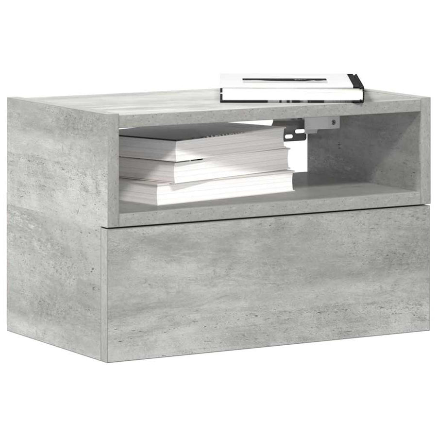 Nachtkastjes 2 st wandgemonteerd 45x26x28,5 cm betongrijs