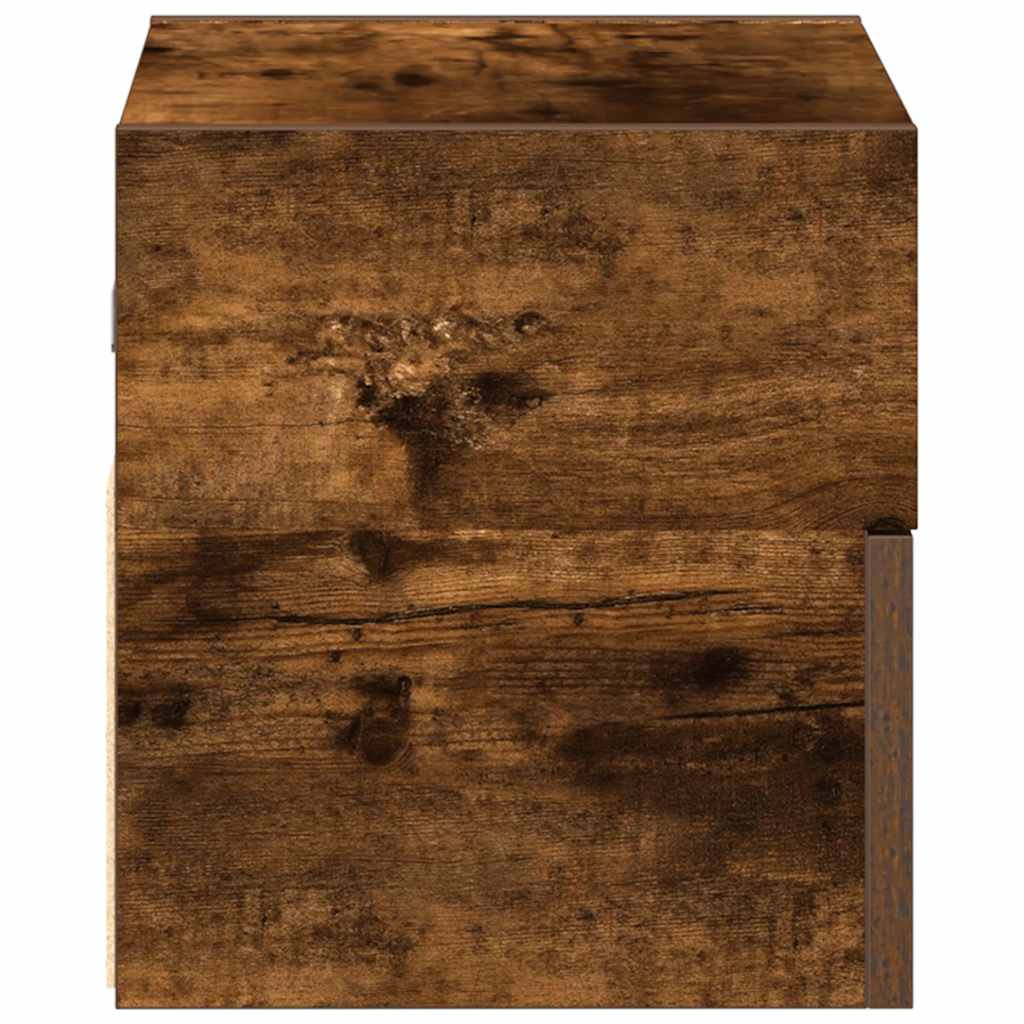 Nachtkastjes 2 st wandgemonteerd 45x26x28,5 cm gerookt eiken