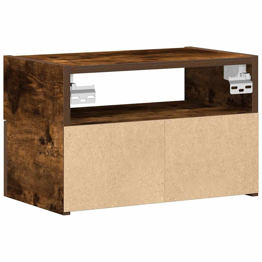 Nachtkastjes 2 st wandgemonteerd 45x26x28,5 cm gerookt eiken