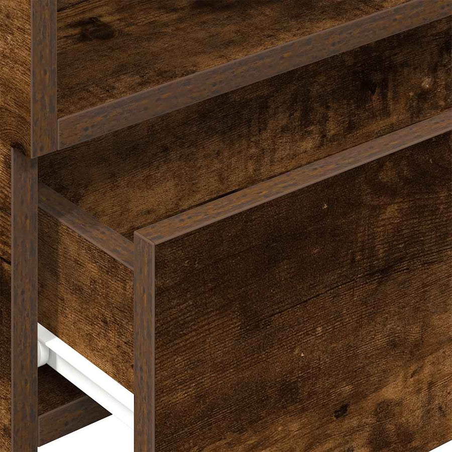 Nachtkastjes 2 st wandgemonteerd 45x26x28,5 cm gerookt eiken