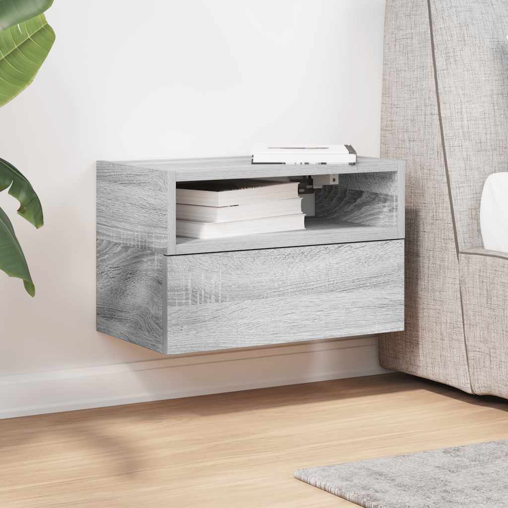 Nachtkastje wandgemonteerd 45x26x28,5cm grijs sonoma eikenkleur
