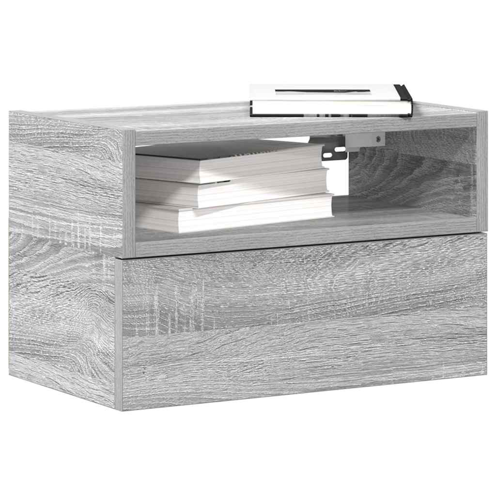 Nachtkastje wandgemonteerd 45x26x28,5cm grijs sonoma eikenkleur