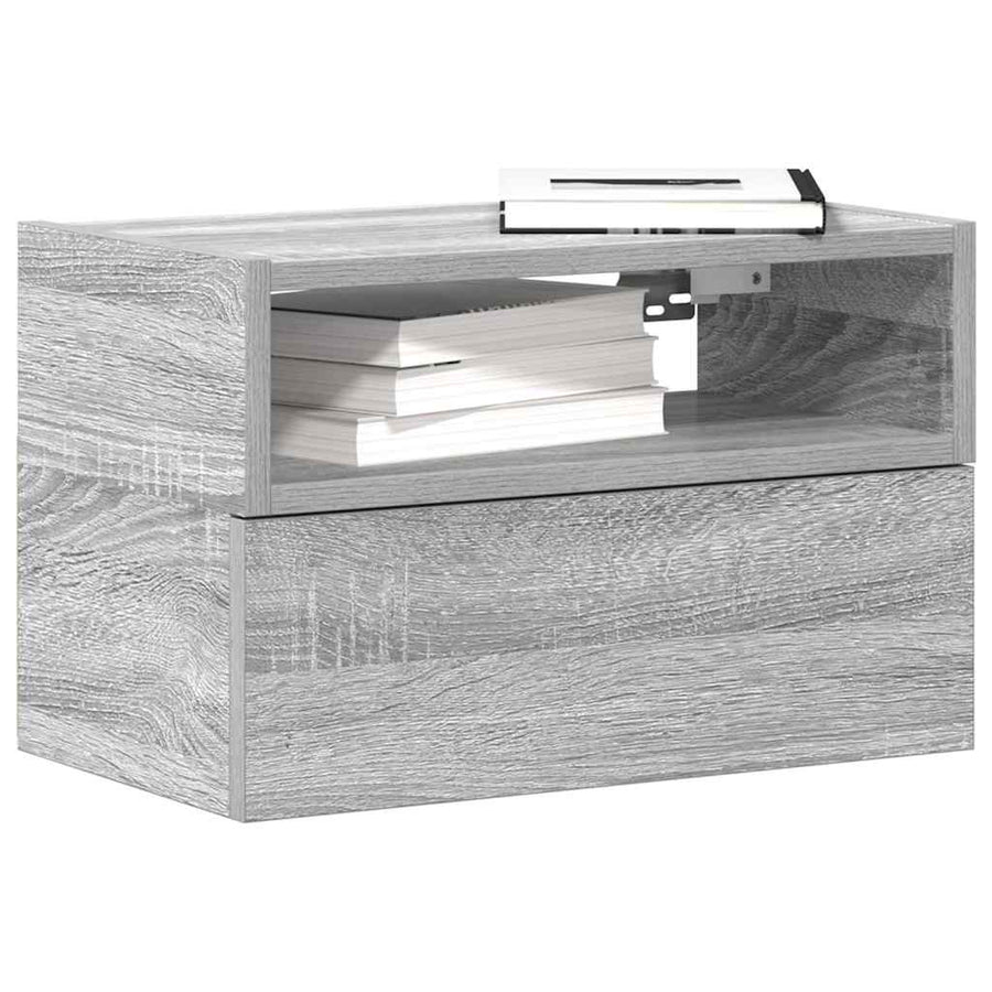 Nachtkastje wandgemonteerd 45x26x28,5cm grijs sonoma eikenkleur