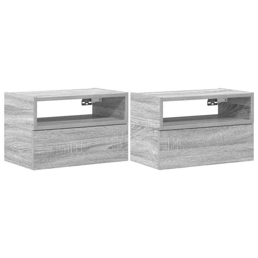 Nachtkastjes 2st wandgemonteerd 45x26x28,5cm grijs sonoma eiken