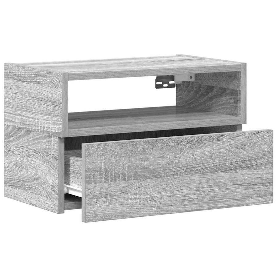Nachtkastjes 2st wandgemonteerd 45x26x28,5cm grijs sonoma eiken