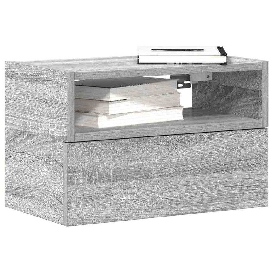 Nachtkastjes 2st wandgemonteerd 45x26x28,5cm grijs sonoma eiken