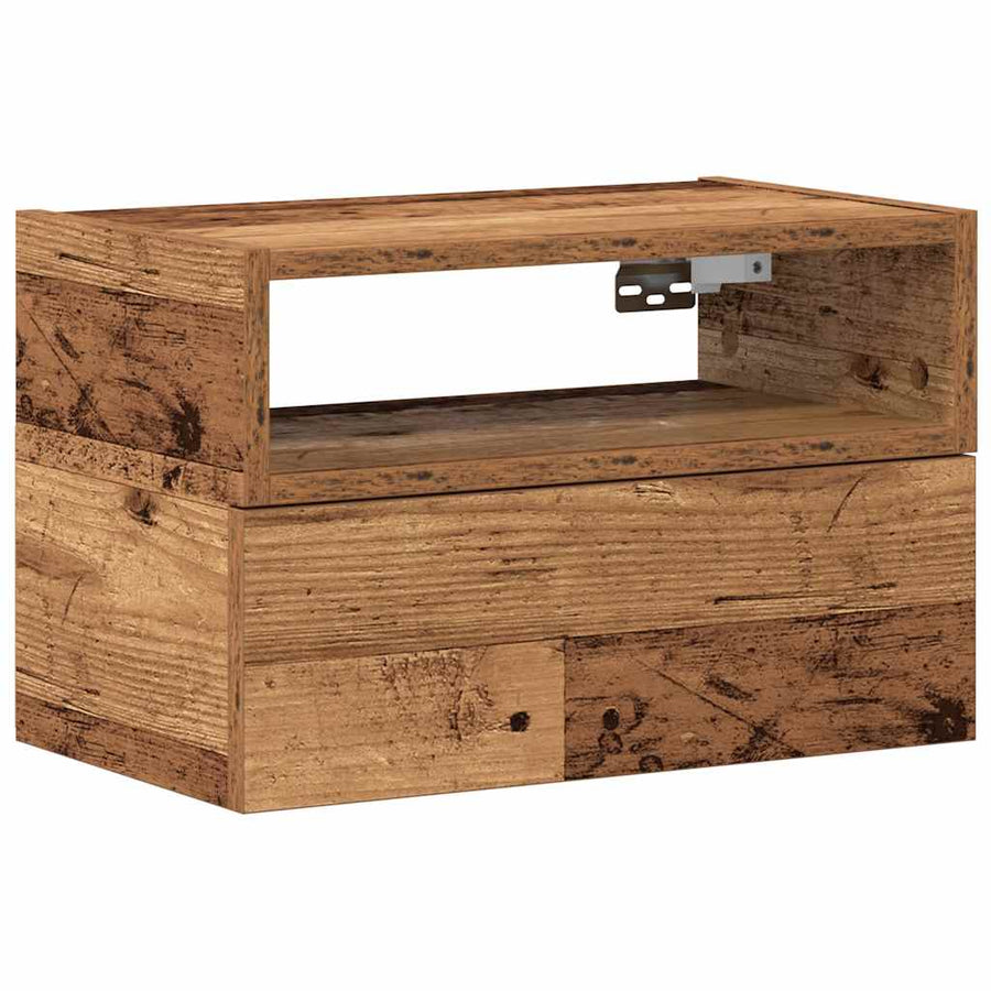 Nachtkastje wandgemonteerd 45x26x28,5 cm oud houtkleurig