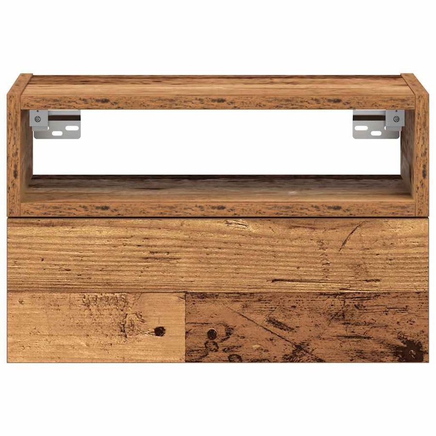 Nachtkastje wandgemonteerd 45x26x28,5 cm oud houtkleurig