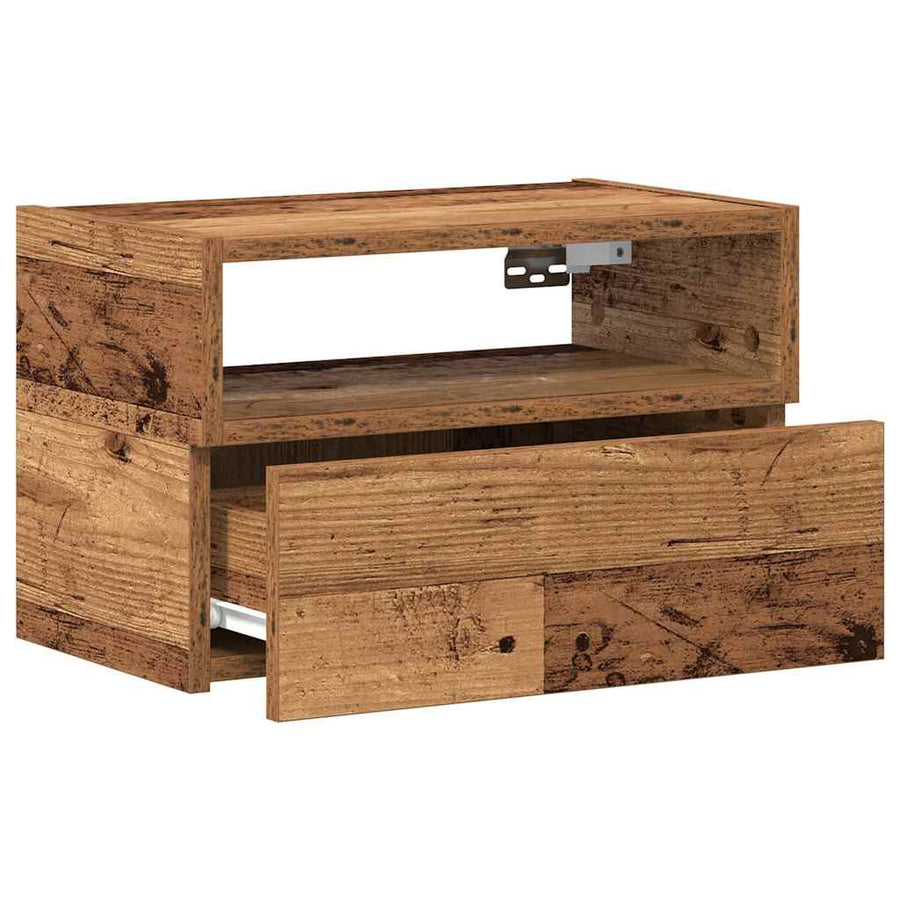 Nachtkastje wandgemonteerd 45x26x28,5 cm oud houtkleurig