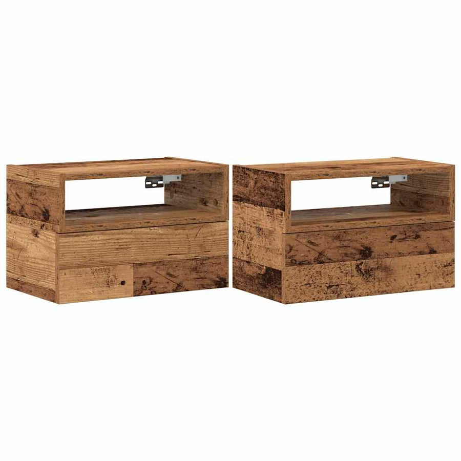 Nachtkastjes 2 st wandgemonteerd 45x26x28,5 cm oud houtkleurig