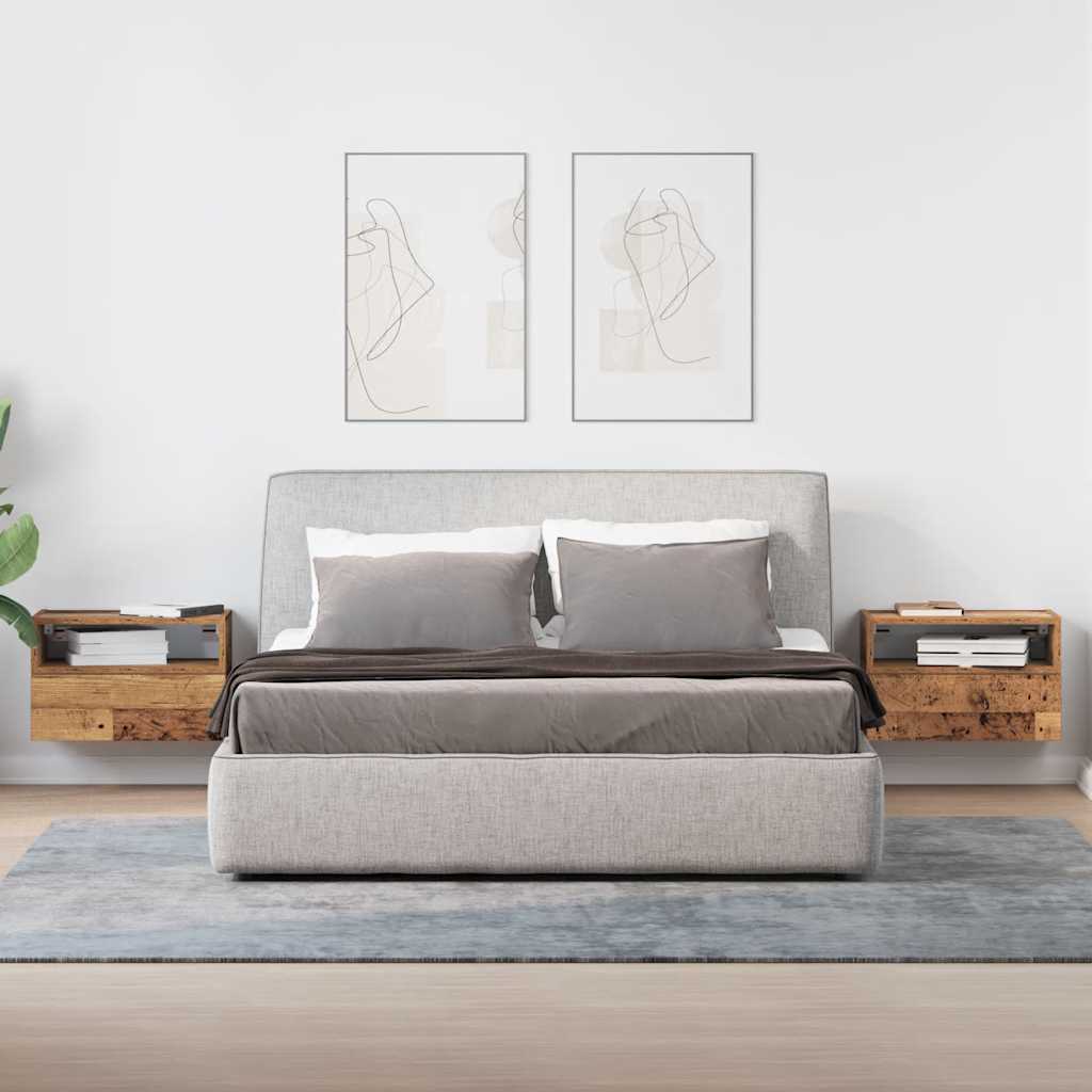Nachtkastjes 2 st wandgemonteerd 45x26x28,5 cm oud houtkleurig