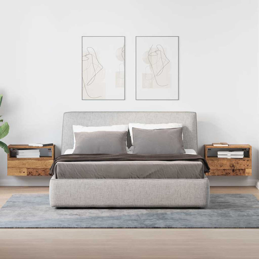 Nachtkastjes 2 st wandgemonteerd 45x26x28,5 cm oud houtkleurig