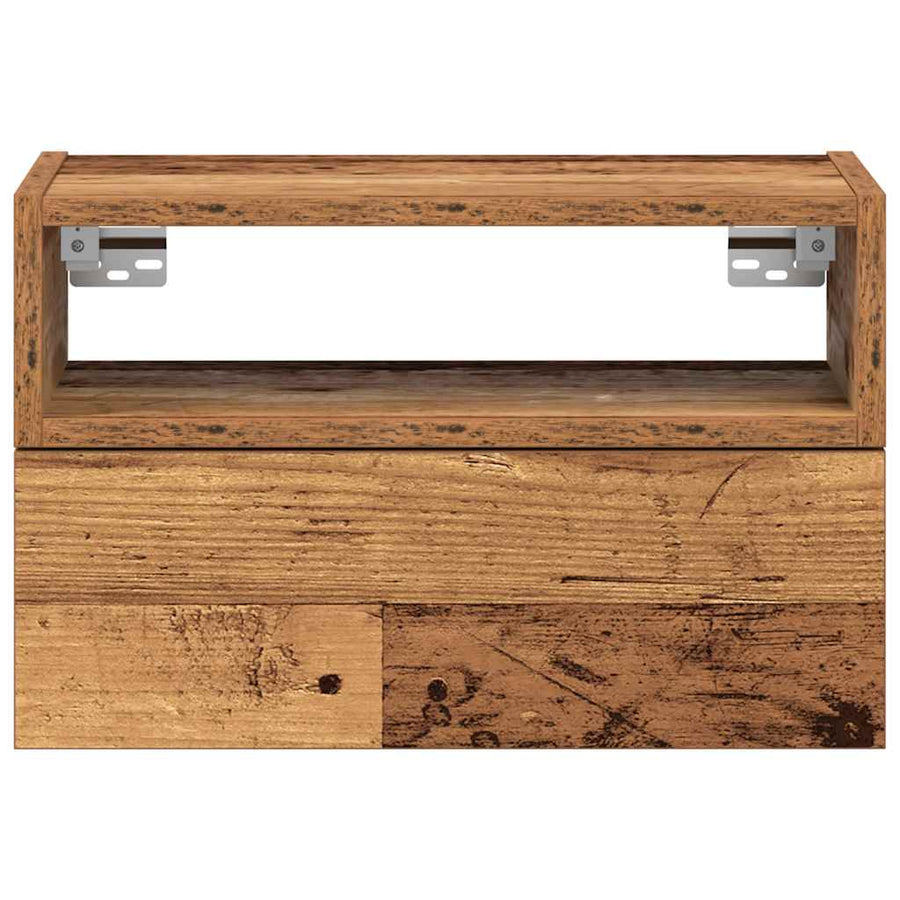 Nachtkastjes 2 st wandgemonteerd 45x26x28,5 cm oud houtkleurig