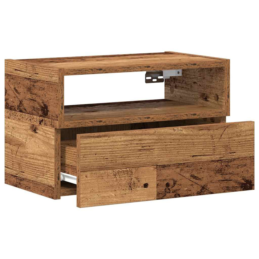 Nachtkastjes 2 st wandgemonteerd 45x26x28,5 cm oud houtkleurig